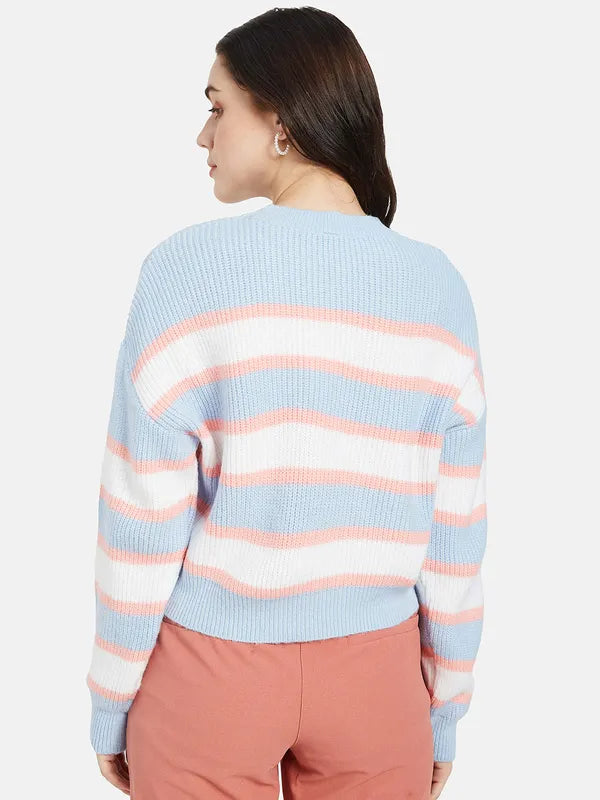 Mettle Women Blue  White Striped Pullover