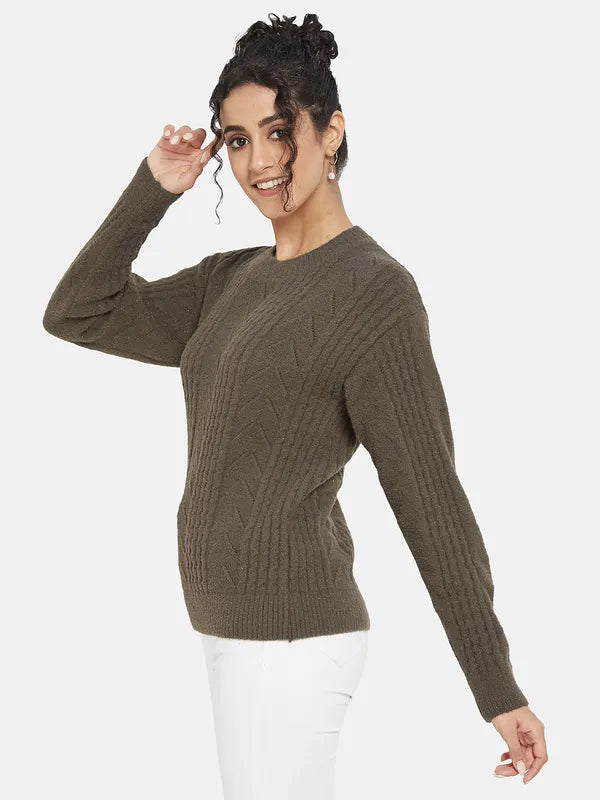 Mettle Women Brown Striped Pullover