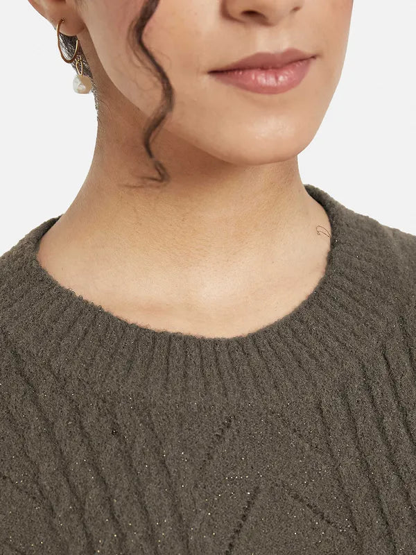 Mettle Women Brown Striped Pullover