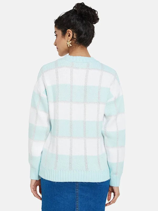 Mettle Women Blue Striped Pullover