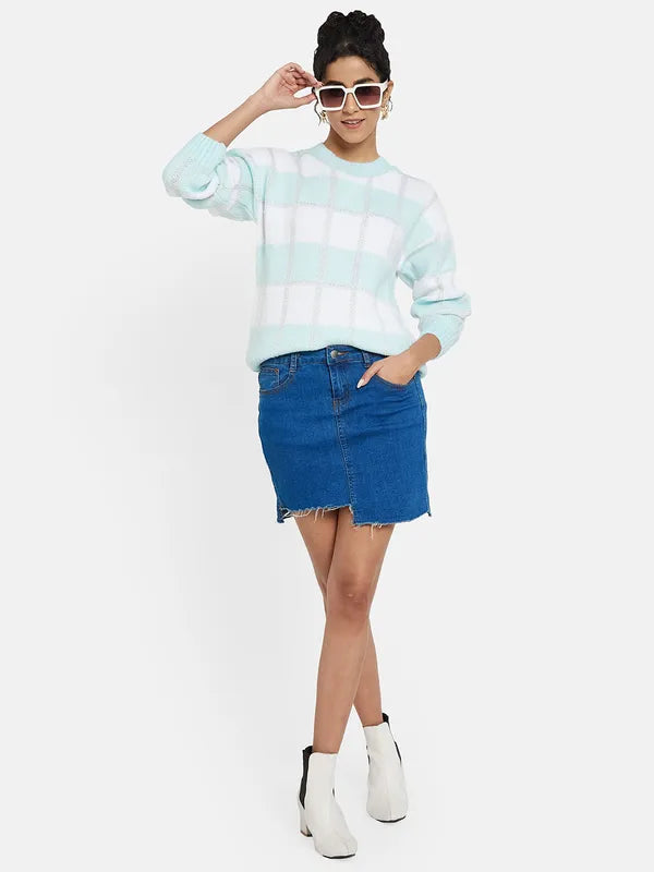 Mettle Women Blue Striped Pullover