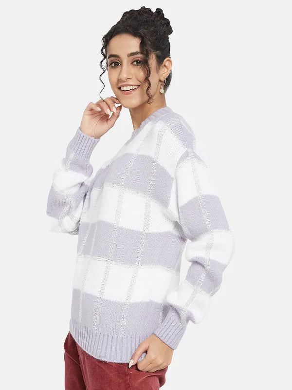 Mettle Women Purple Striped Pullover