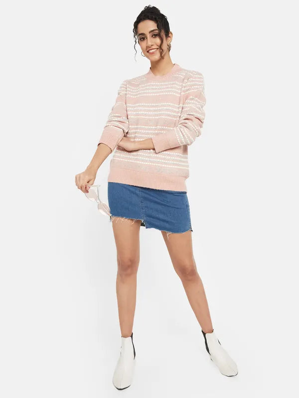 Mettle Women Pink Striped Pullover