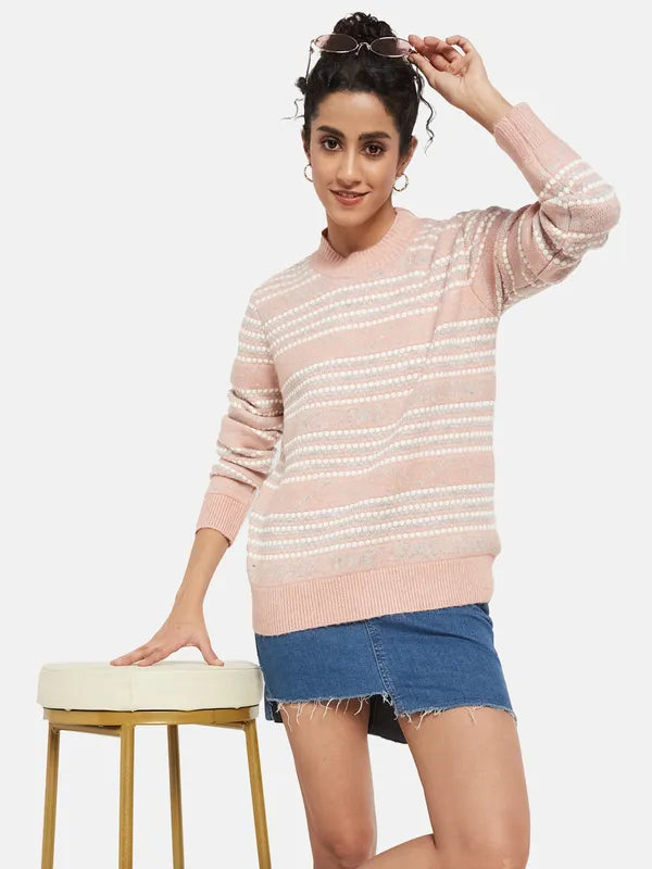 Mettle Women Pink Striped Pullover