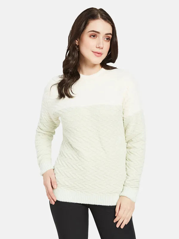 Mettle Women Olive Green Colourblocked Pullover