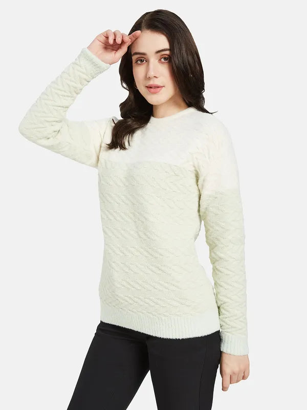 Mettle Women Olive Green Colourblocked Pullover