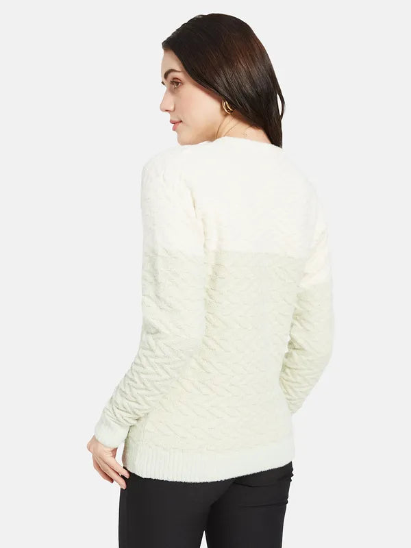 Mettle Women Olive Green Colourblocked Pullover