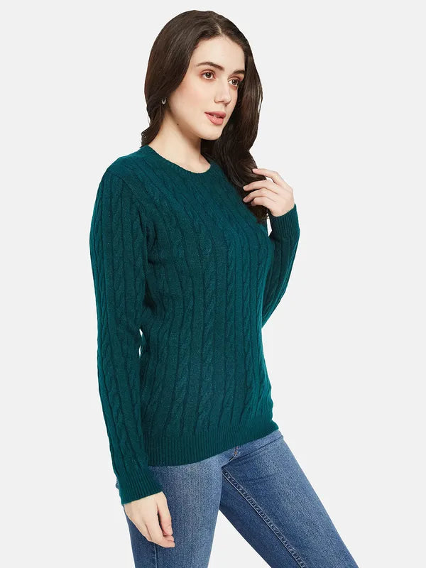 Mettle Women Green Striped Pullover