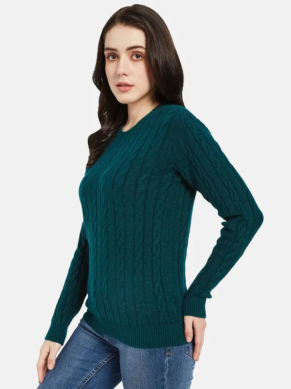 Mettle Women Green Striped Pullover