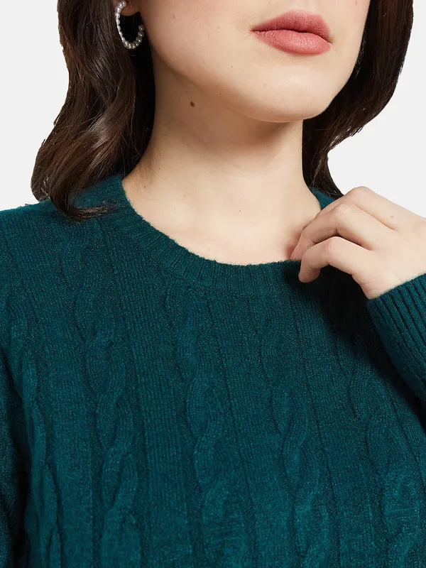 Mettle Women Green Striped Pullover