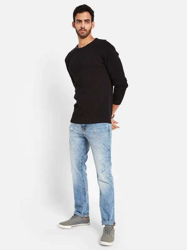 Round Neck Ribbed Cotton Pullover