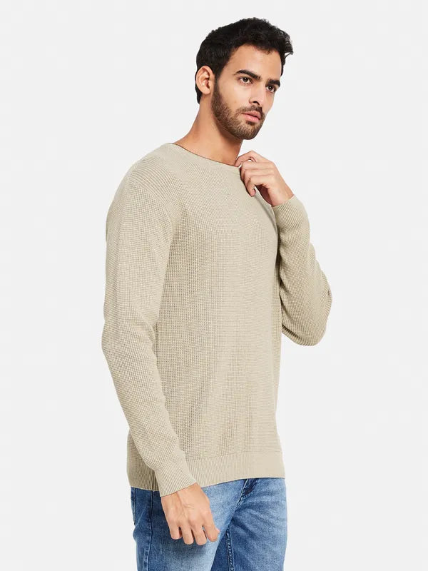 Self Design Round Neck Cotton Pullover