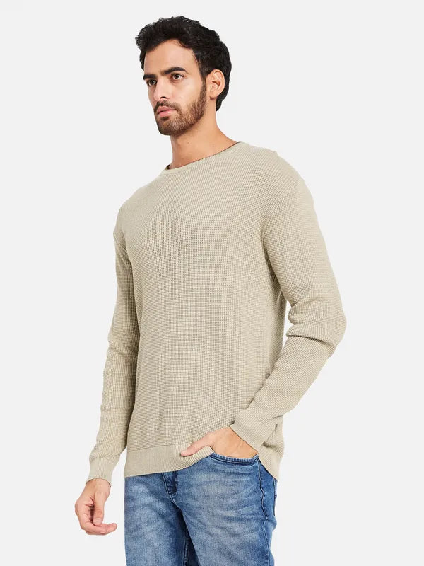 Self Design Round Neck Cotton Pullover