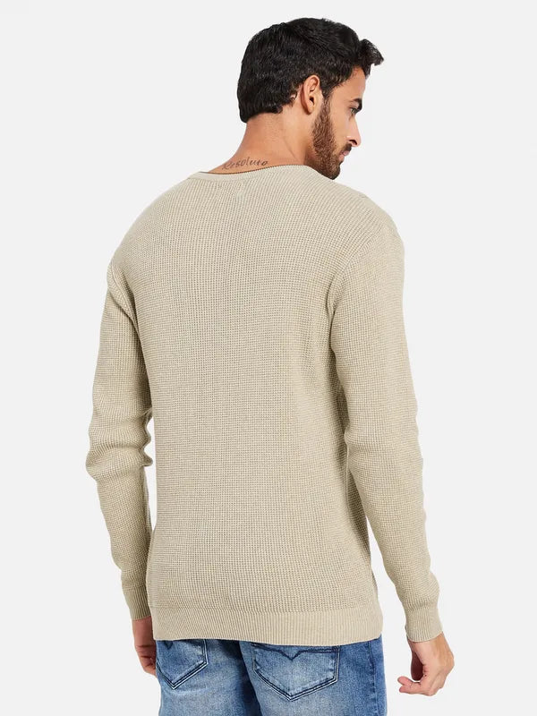 Self Design Round Neck Cotton Pullover