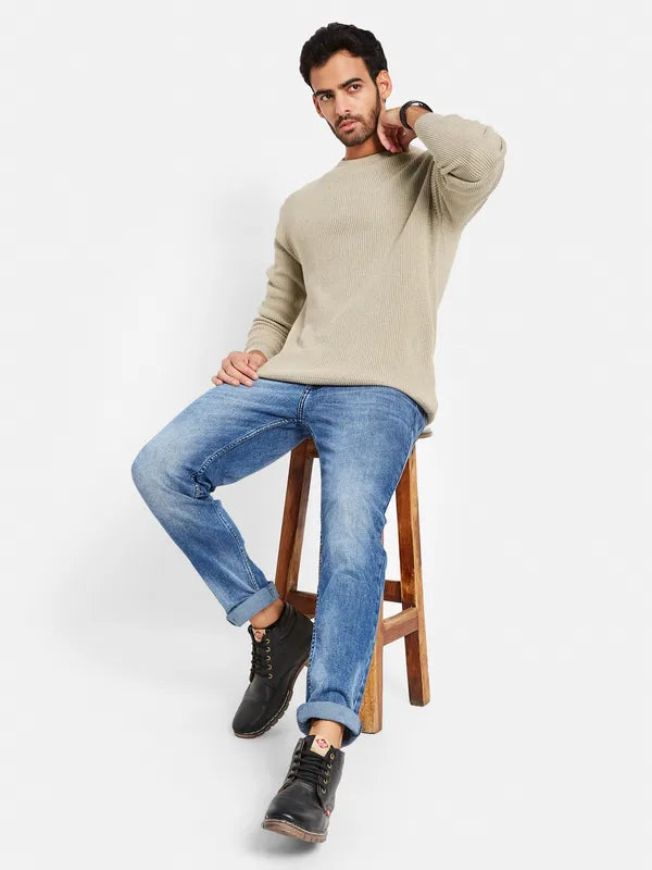 Self Design Round Neck Cotton Pullover