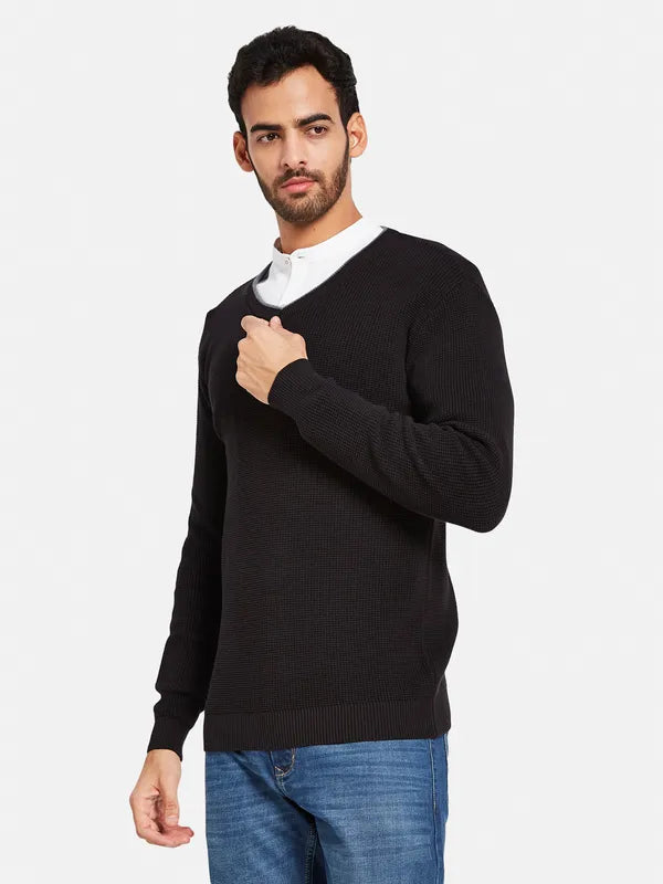 Men Ribbed Cotton Pullover Sweaters