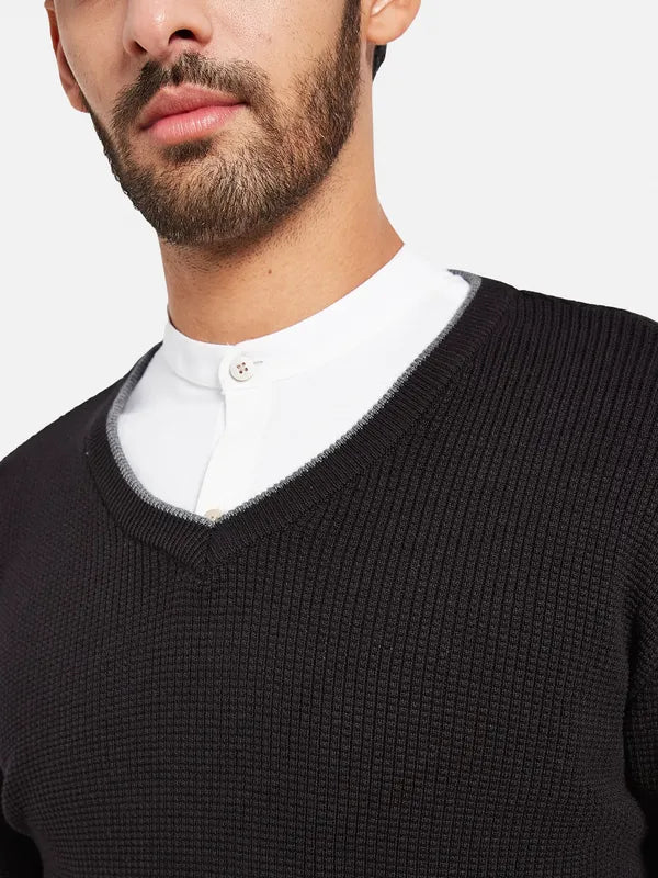 Men Ribbed Cotton Pullover Sweaters