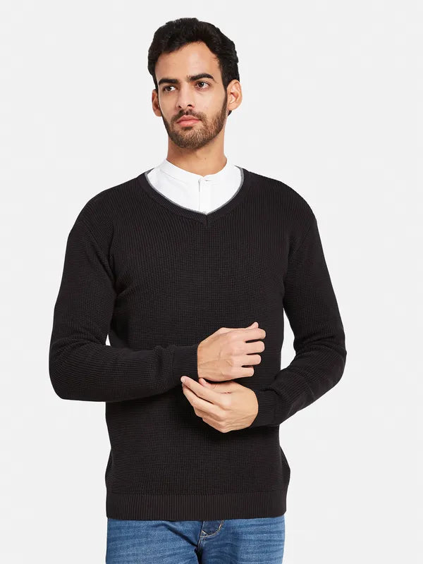 Men Ribbed Cotton Pullover Sweaters