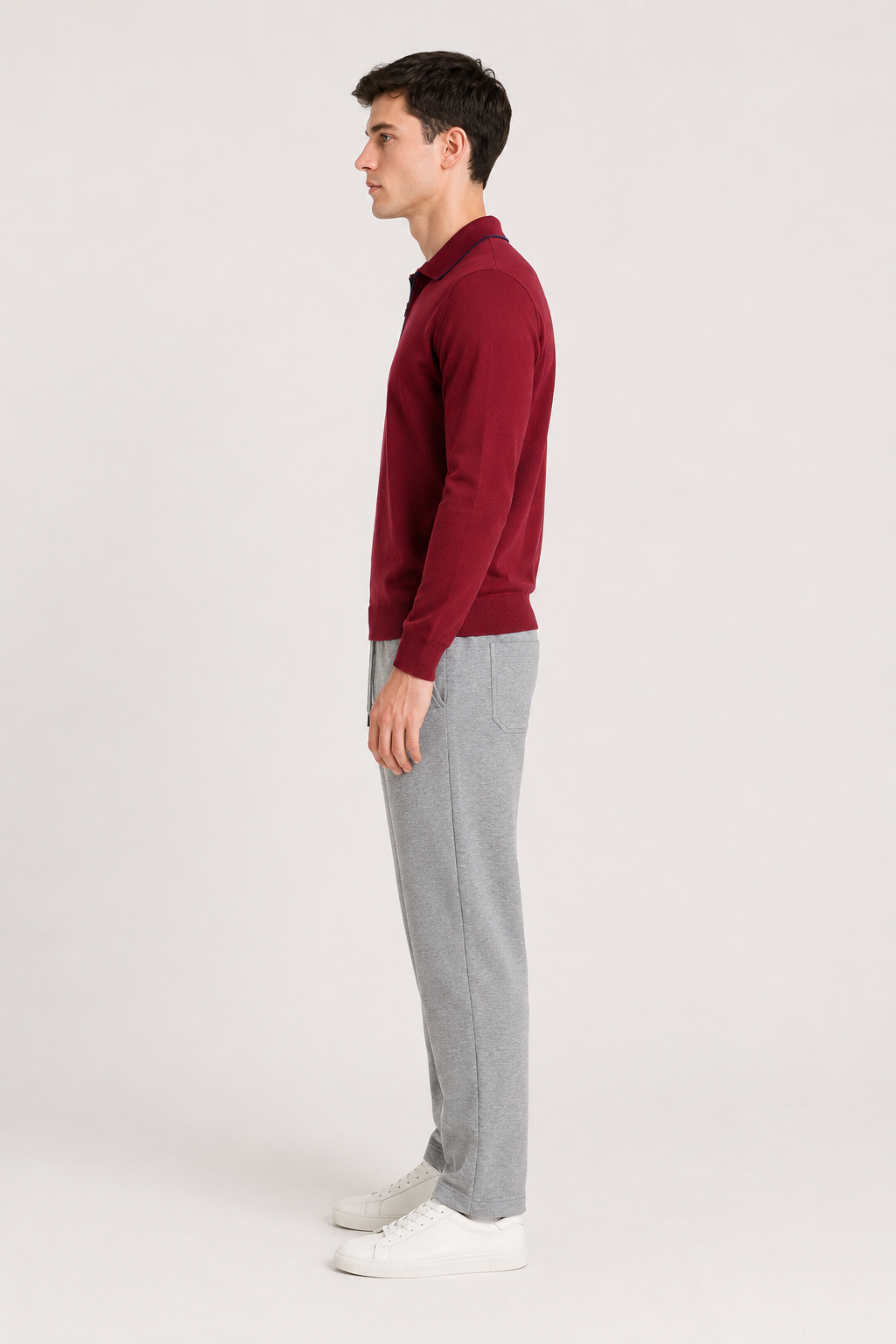 Men’s Merlot Half-Zip Polo Collar Sweater – Regular Fit Full Sleeve Winter Pullover