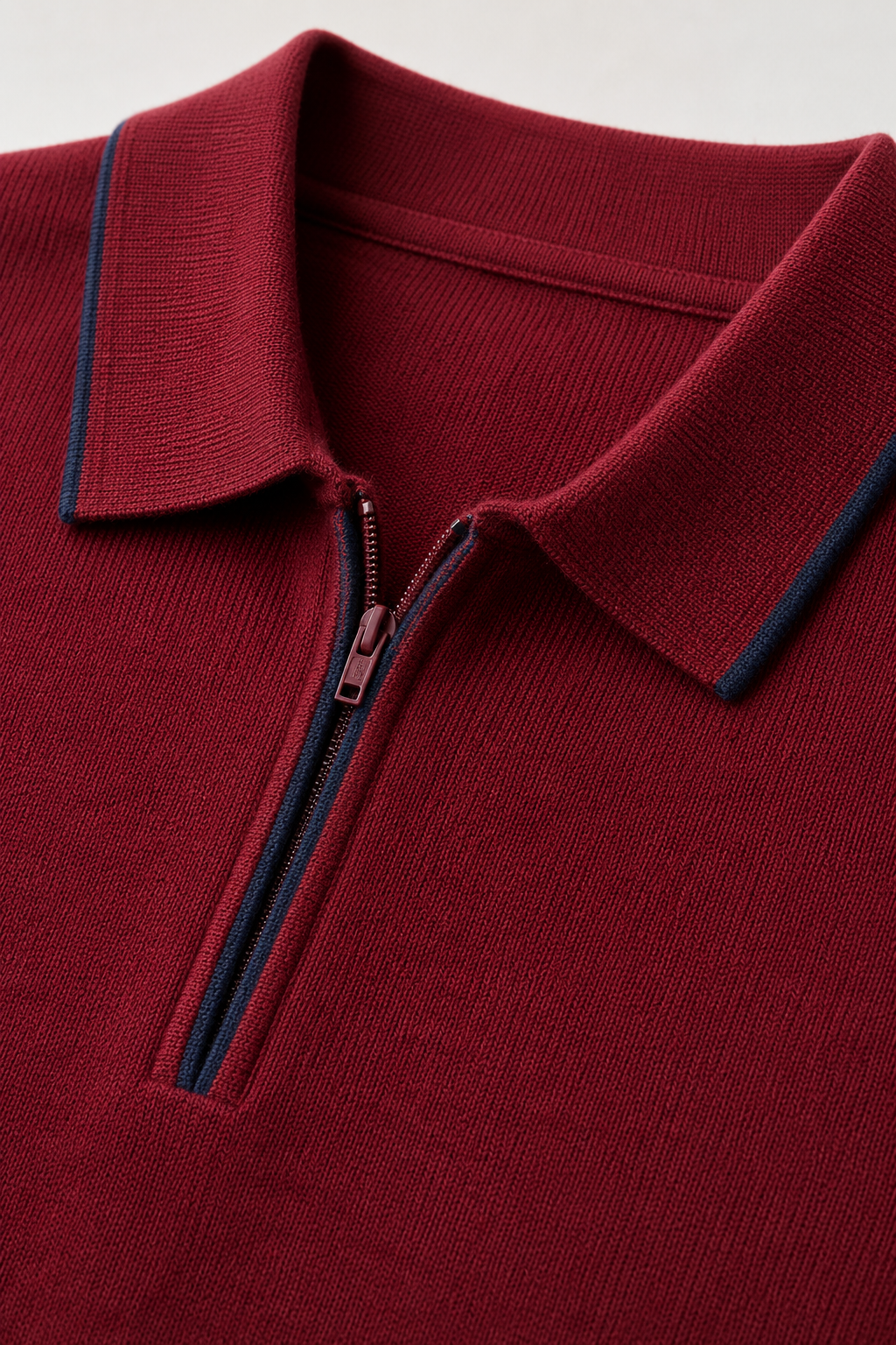 Men’s Merlot Half-Zip Polo Collar Sweater – Regular Fit Full Sleeve Winter Pullover
