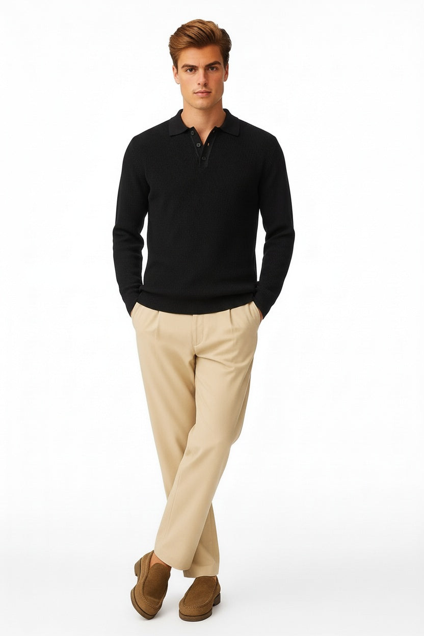 Men Solid Polo Neck Sweater