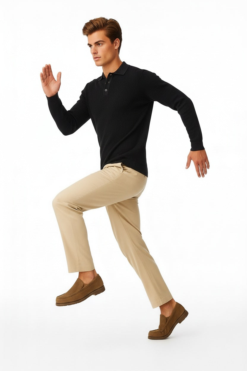 Men Solid Polo Neck Sweater