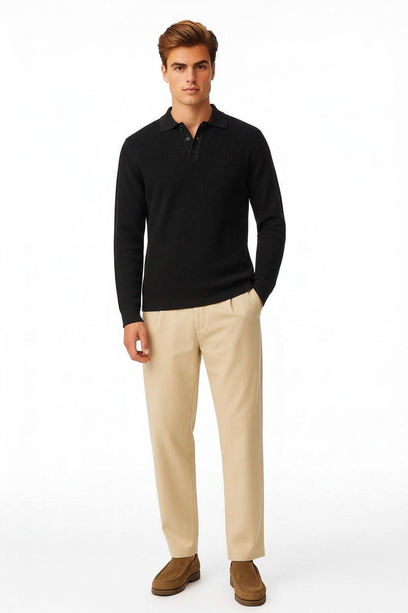 Men Solid Polo Neck Sweater