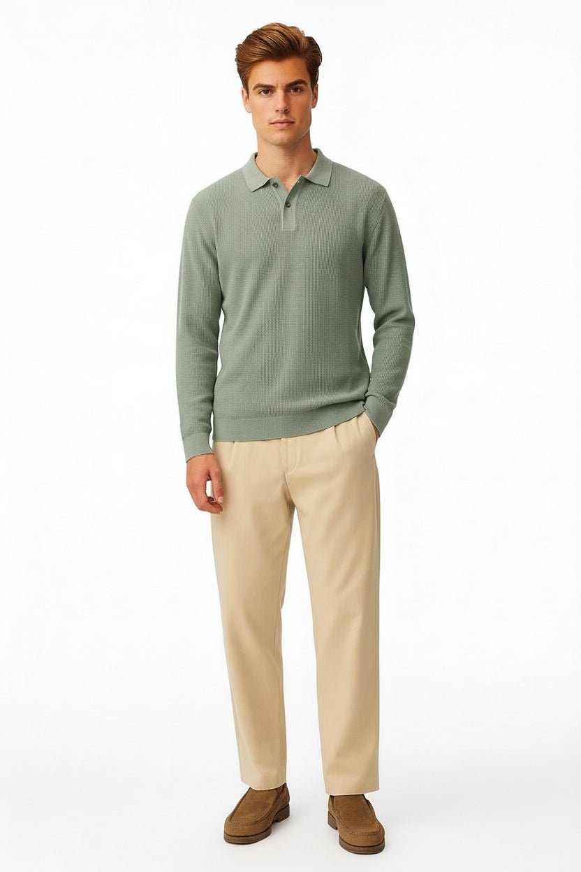 Men Solid Polo Neck Sweater