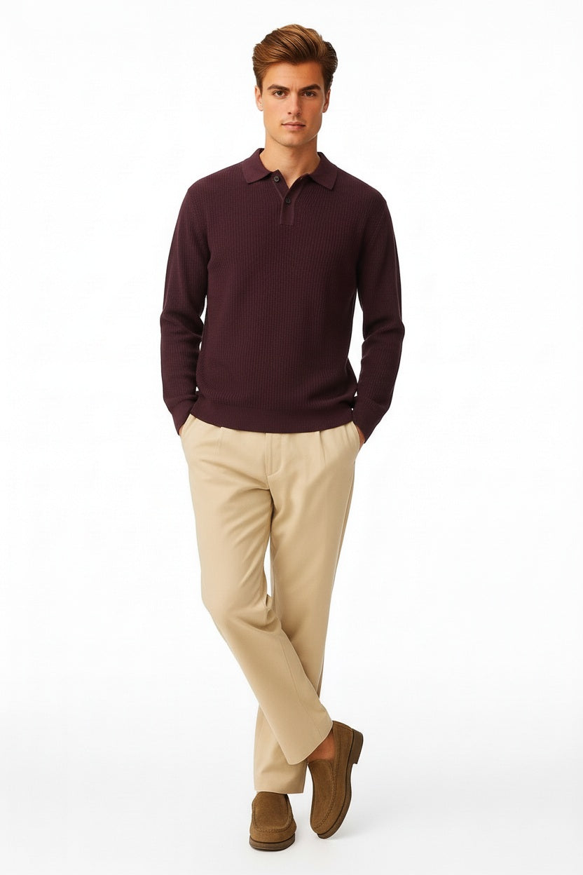 Men Solid Polo Neck Sweater