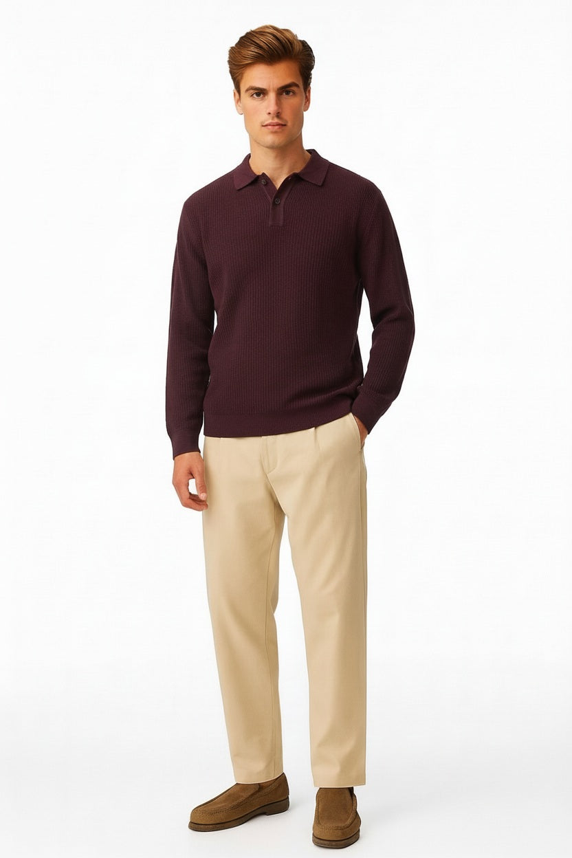 Men Solid Polo Neck Sweater