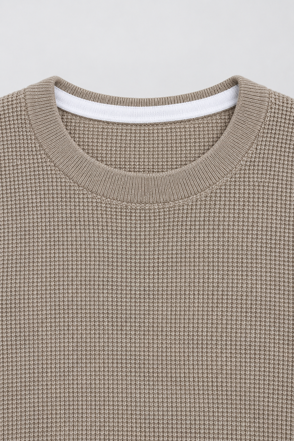 Men’s Regular Fit Knitted Cotton Crew Neck Sweater – Sand