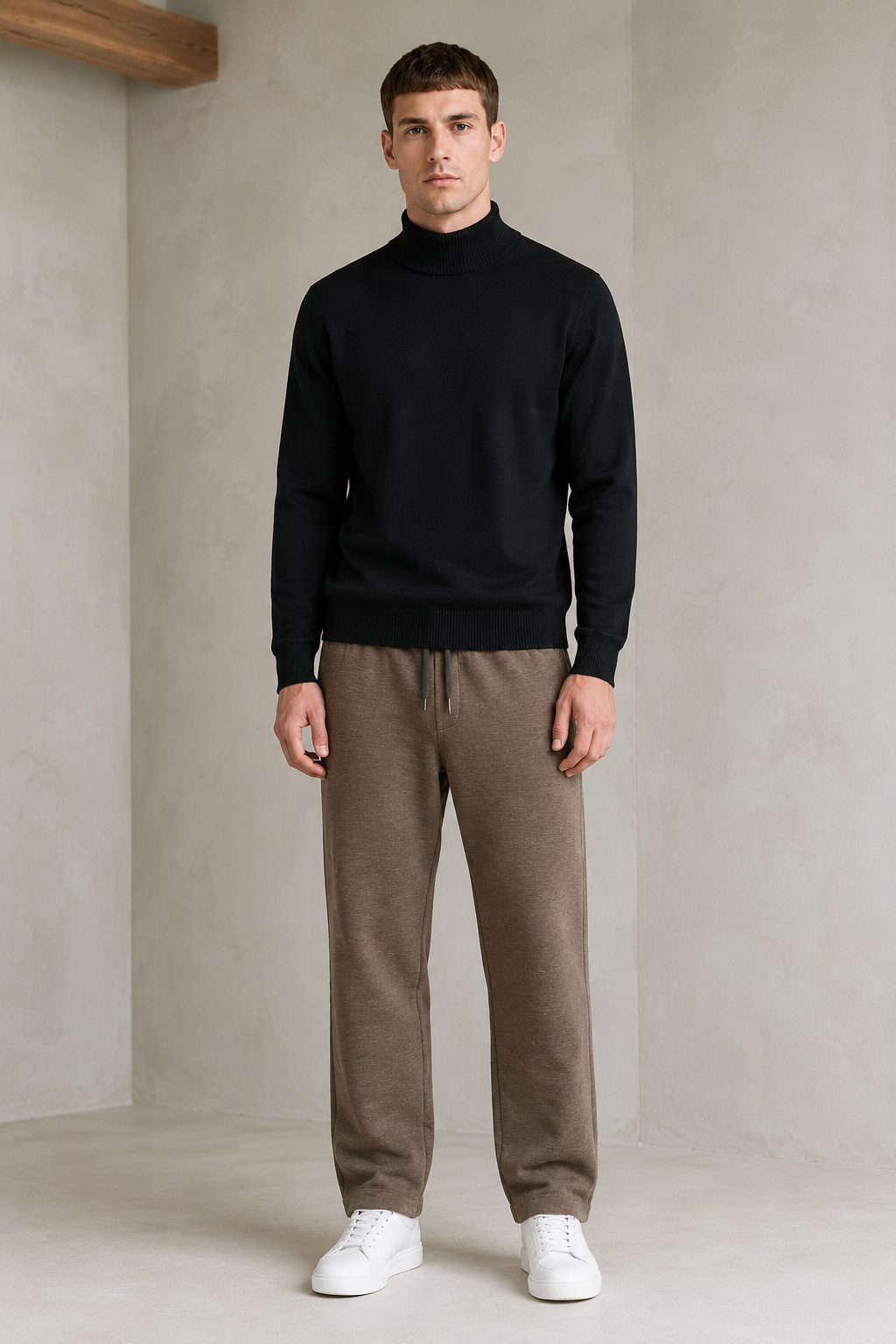 Men’s Black Vislon Mock Neck Sweater – Regular Fit Full Sleeve Winter Pullover