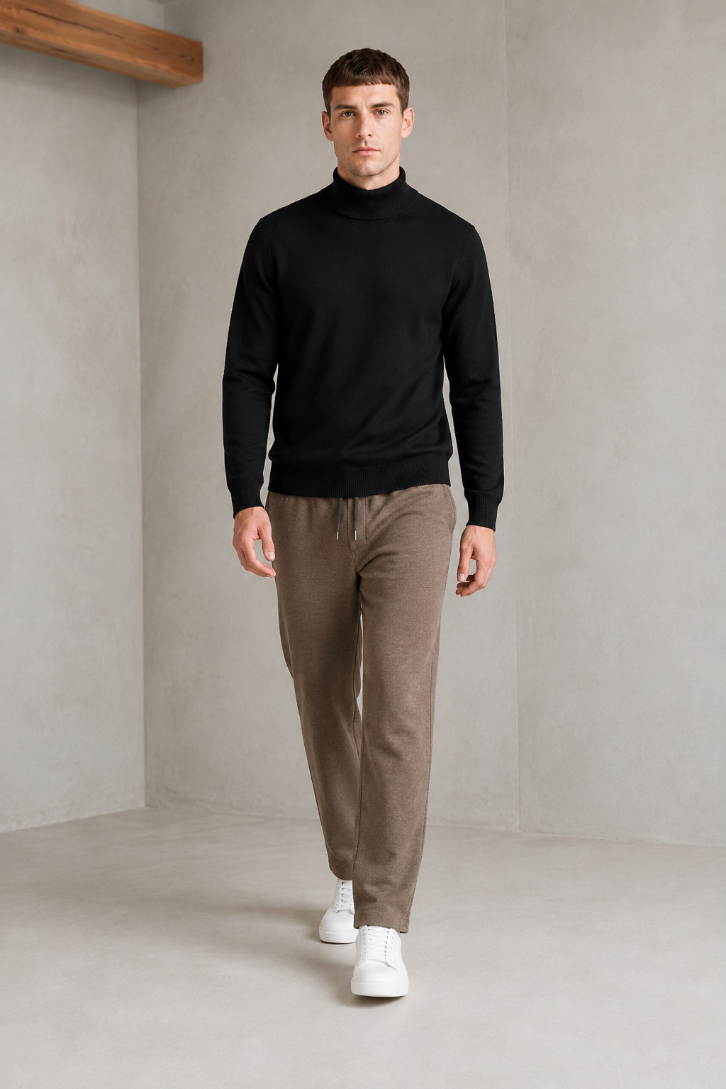 Men’s Black Vislon Mock Neck Sweater – Regular Fit Full Sleeve Winter Pullover