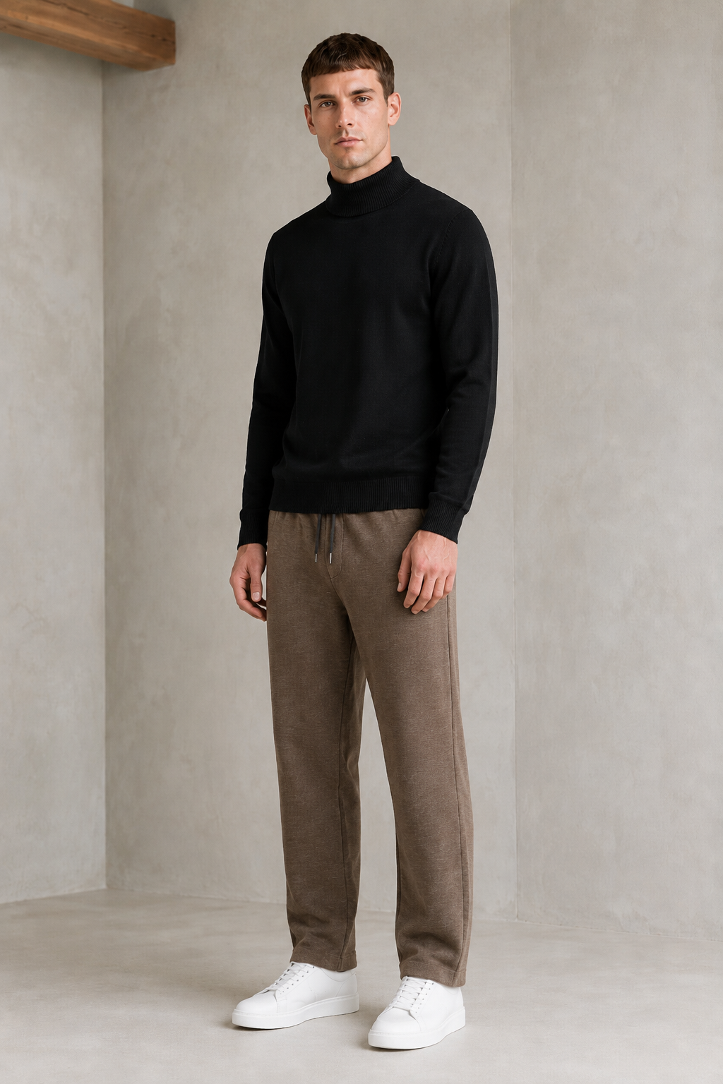 Men’s Black Vislon Mock Neck Sweater – Regular Fit Full Sleeve Winter Pullover