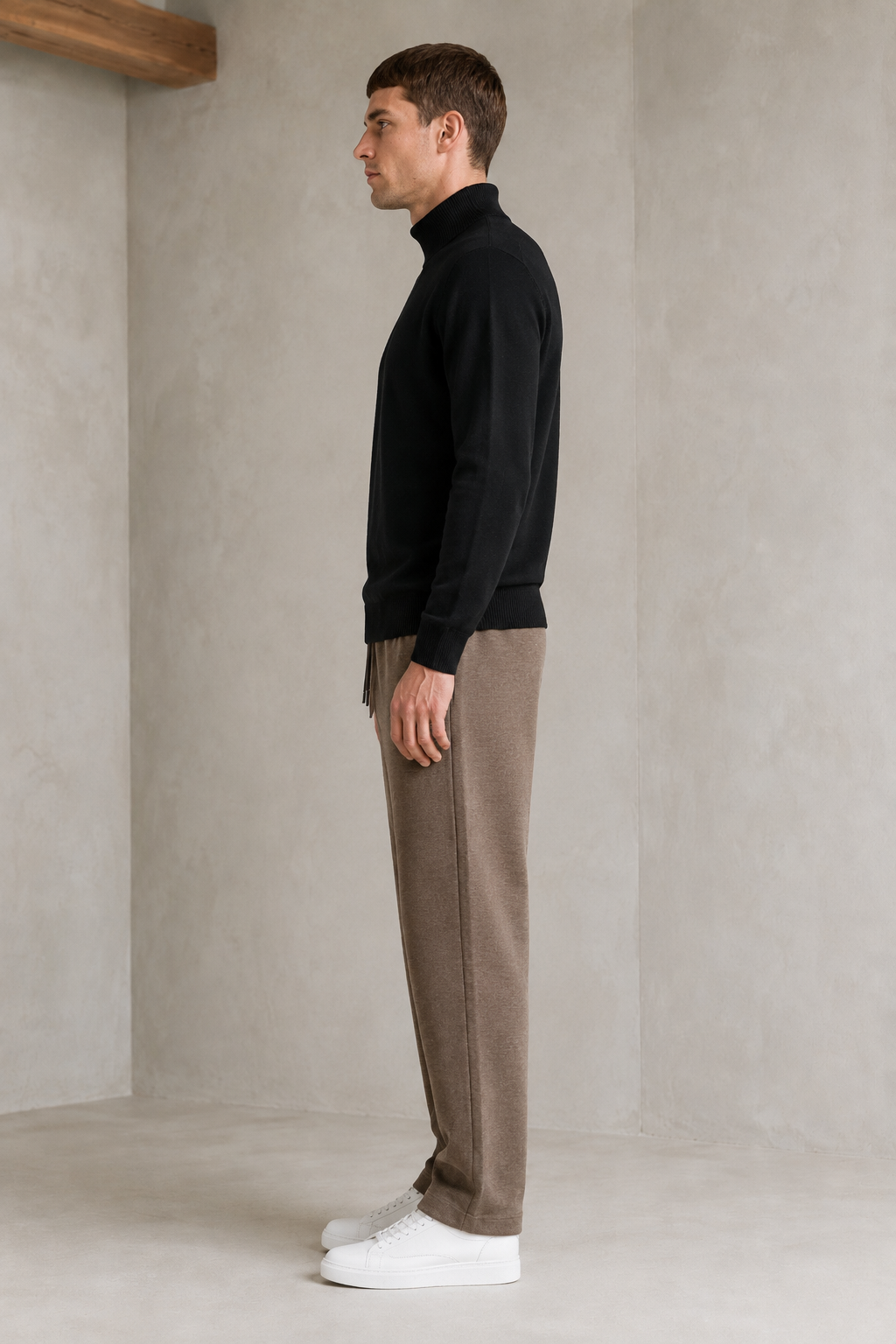 Men’s Black Vislon Mock Neck Sweater – Regular Fit Full Sleeve Winter Pullover