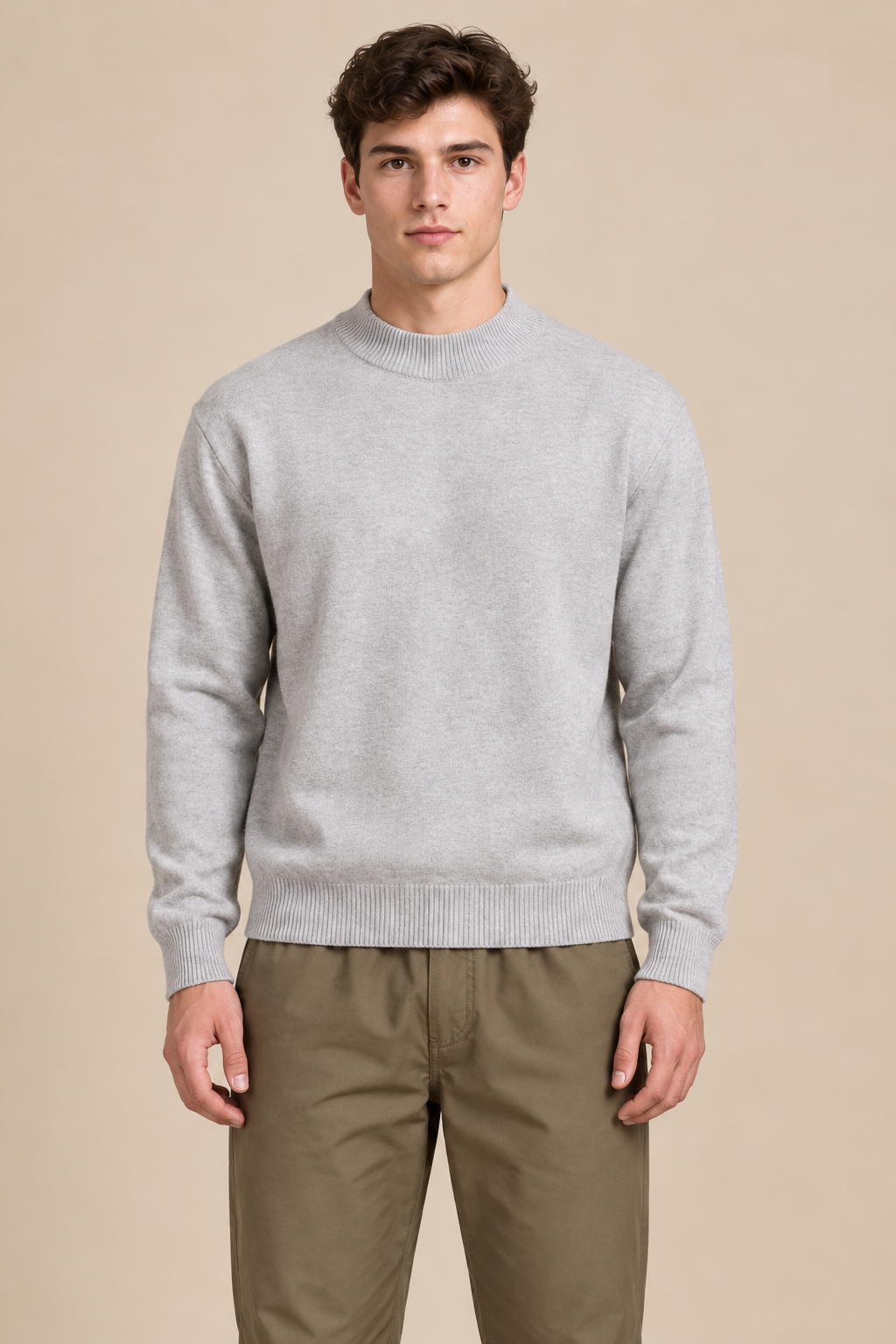 Men’s Onyx Melange Vislon Mock Neck Sweater – Regular Fit Full Sleeve Knitted Sweatshirt