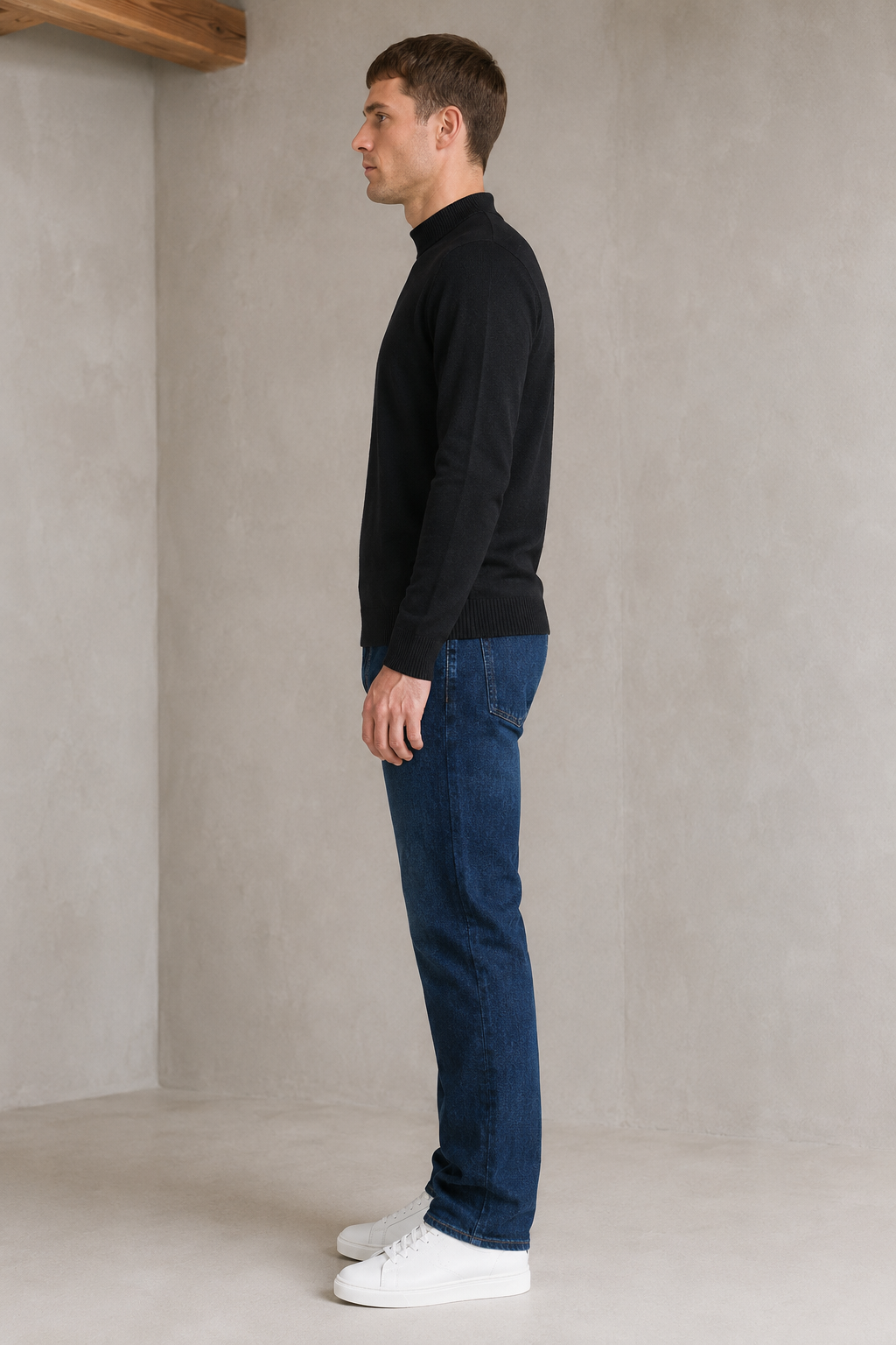Men’s Black Cotton Turtle Neck Sweater – Regular Fit Full Sleeve Winter Pullover