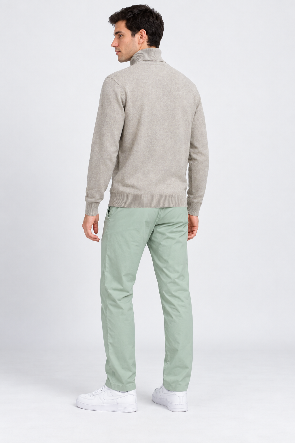 Men’s khakhi Melange Cotton Turtleneck Sweater – Regular Fit Full Sleeve Knitted Pullover