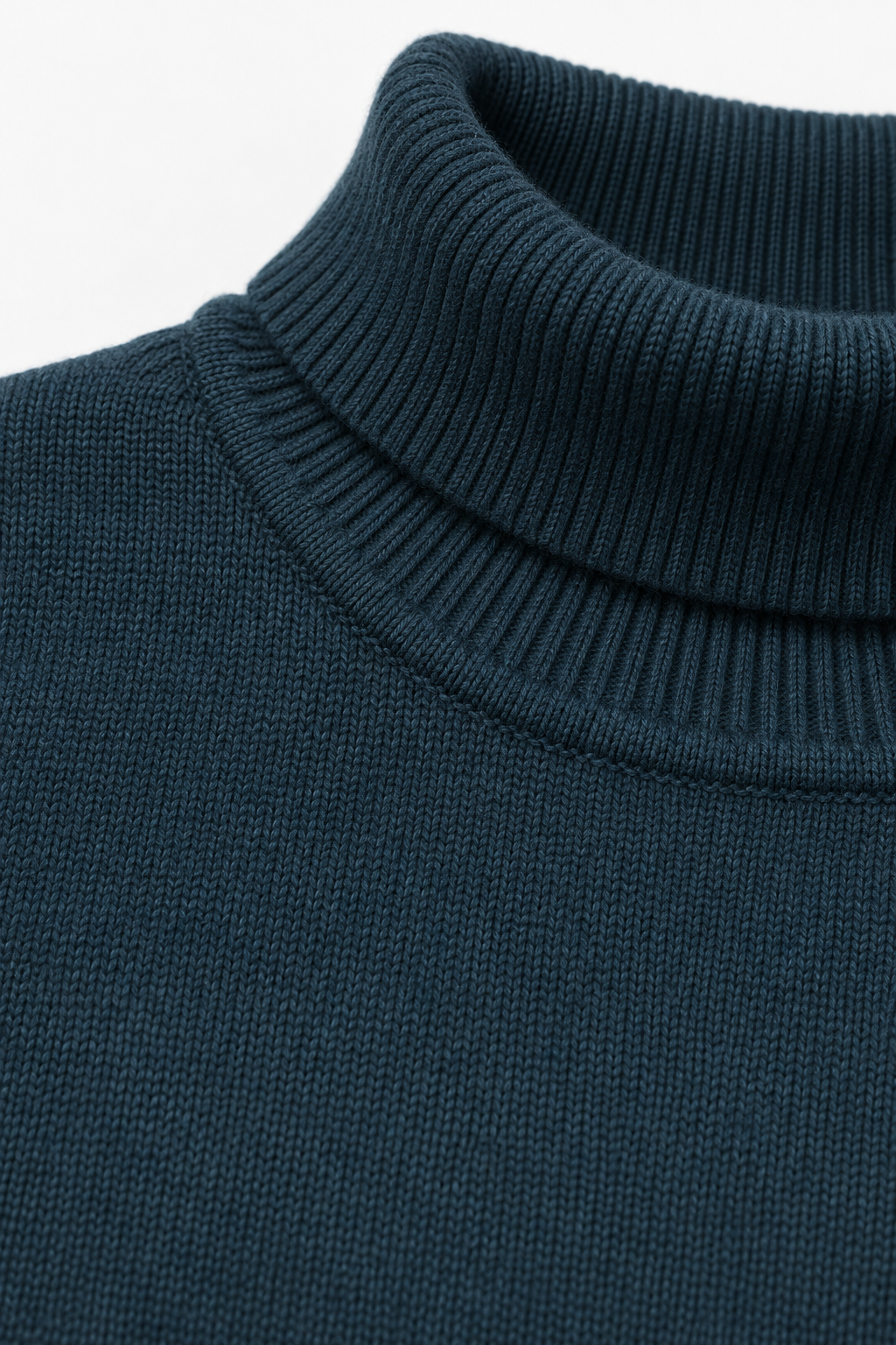 Men’s Teal Cotton Turtleneck Sweater – Regular Fit Full Sleeve Knitted Pullover