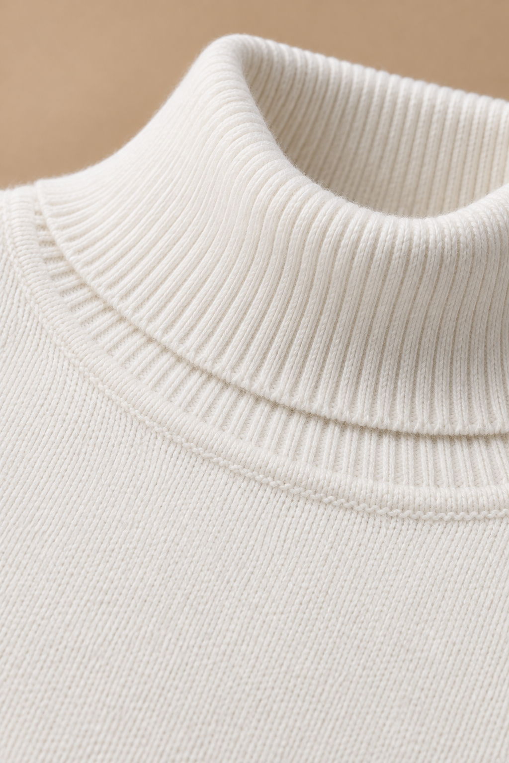 Men’s White Cotton Turtleneck Sweater – Regular Fit Full Sleeve Knitted Pullover