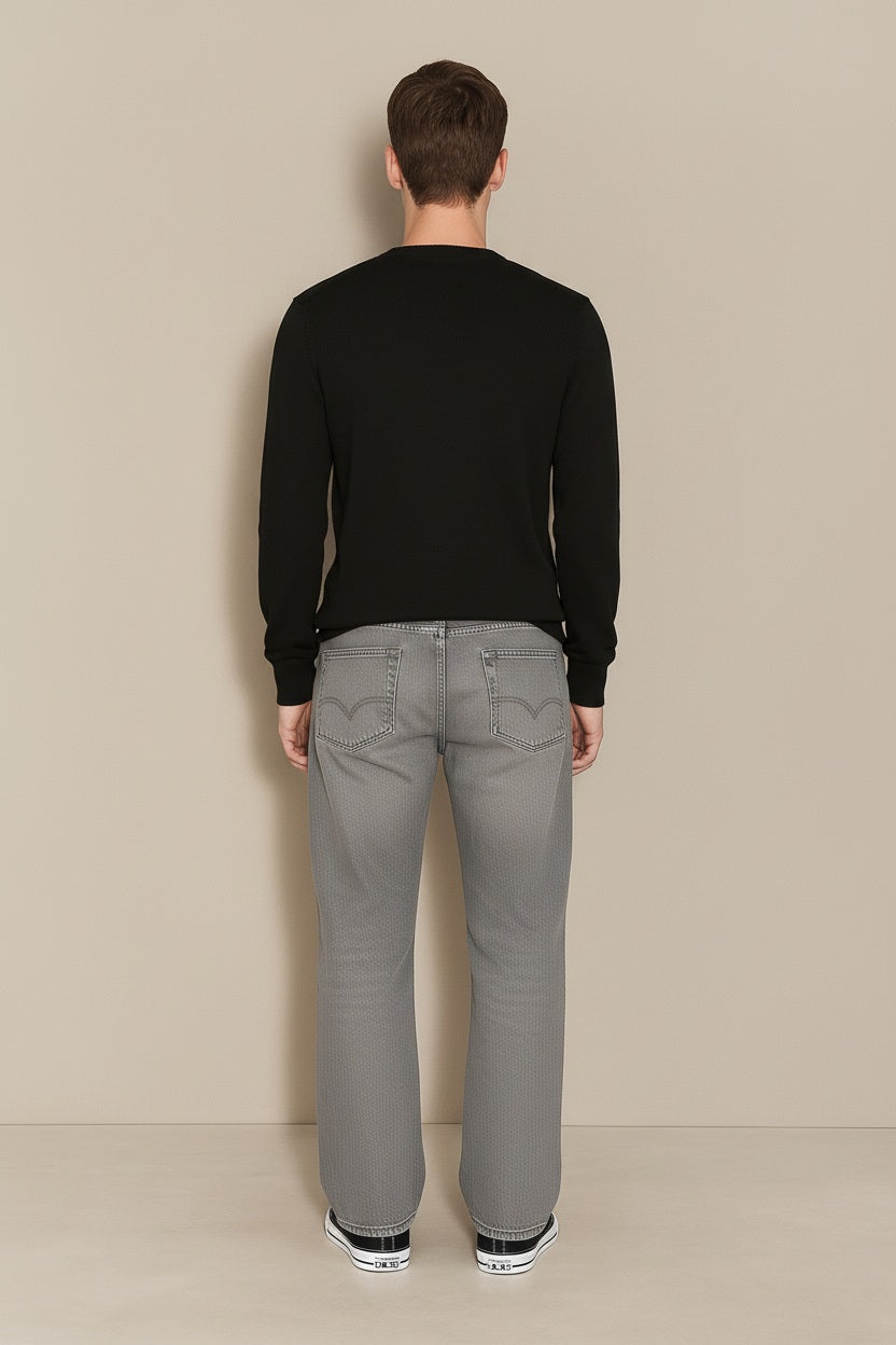 Men Black Solid Round Neck Sweater