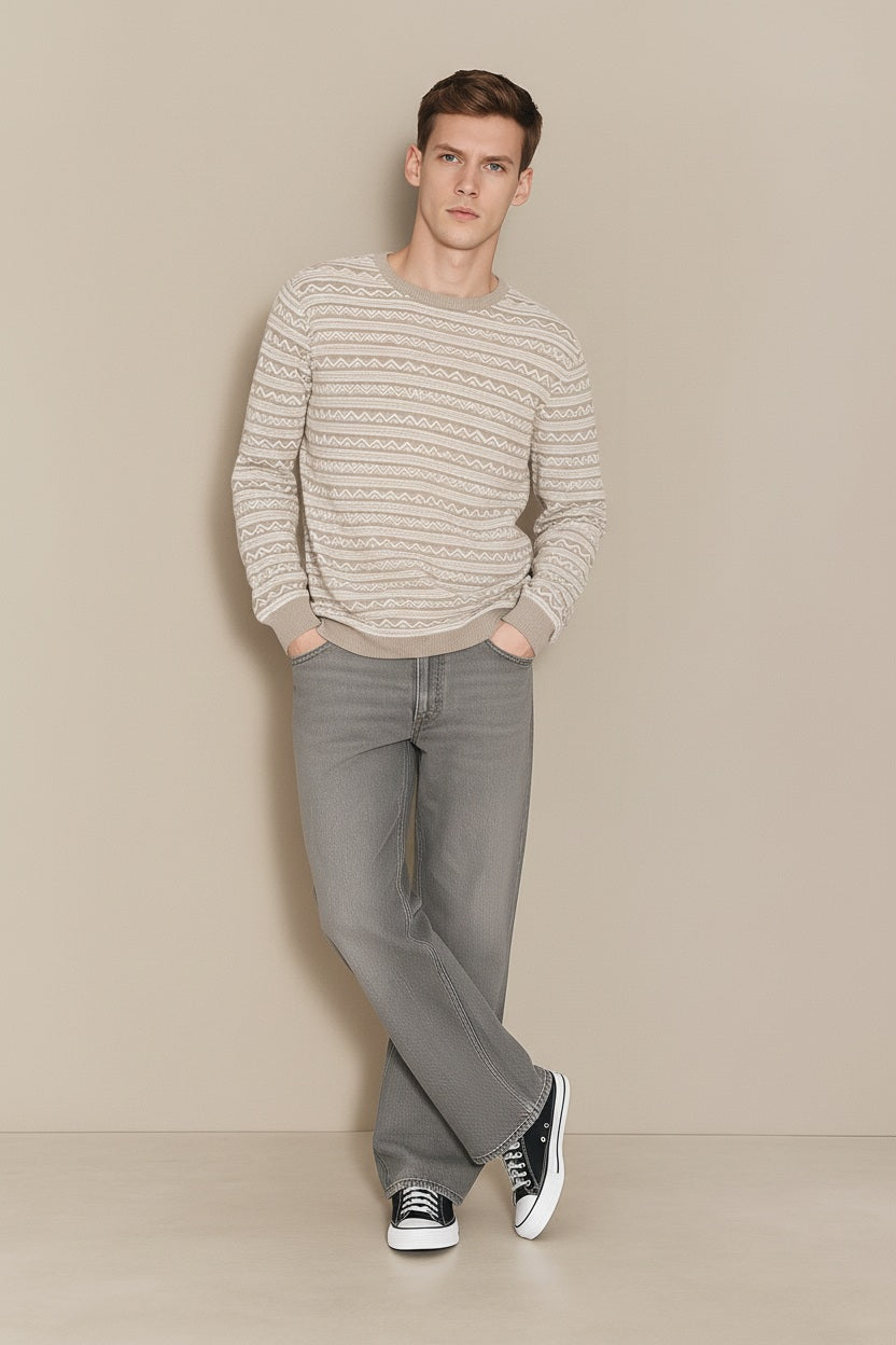 Men Striped Round Neck Sweater