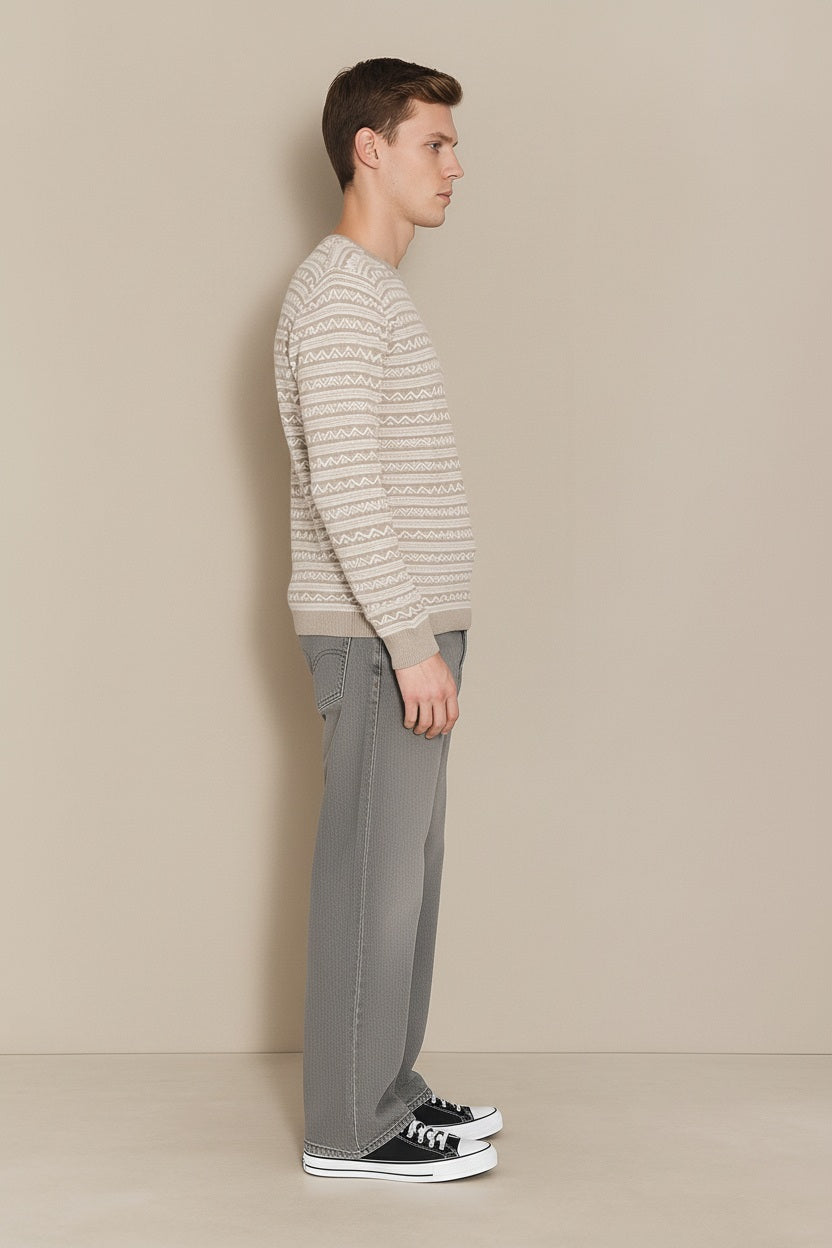 Men Striped Round Neck Sweater