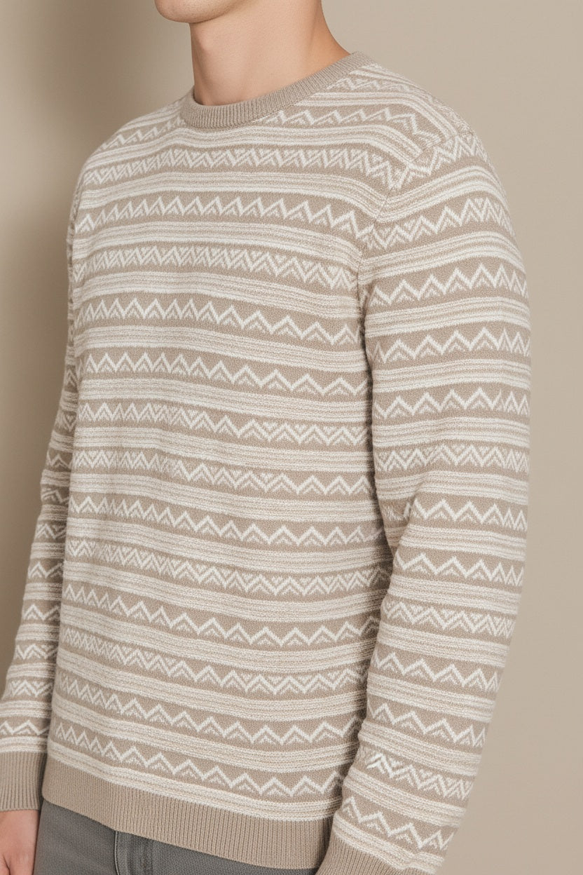 Men Striped Round Neck Sweater