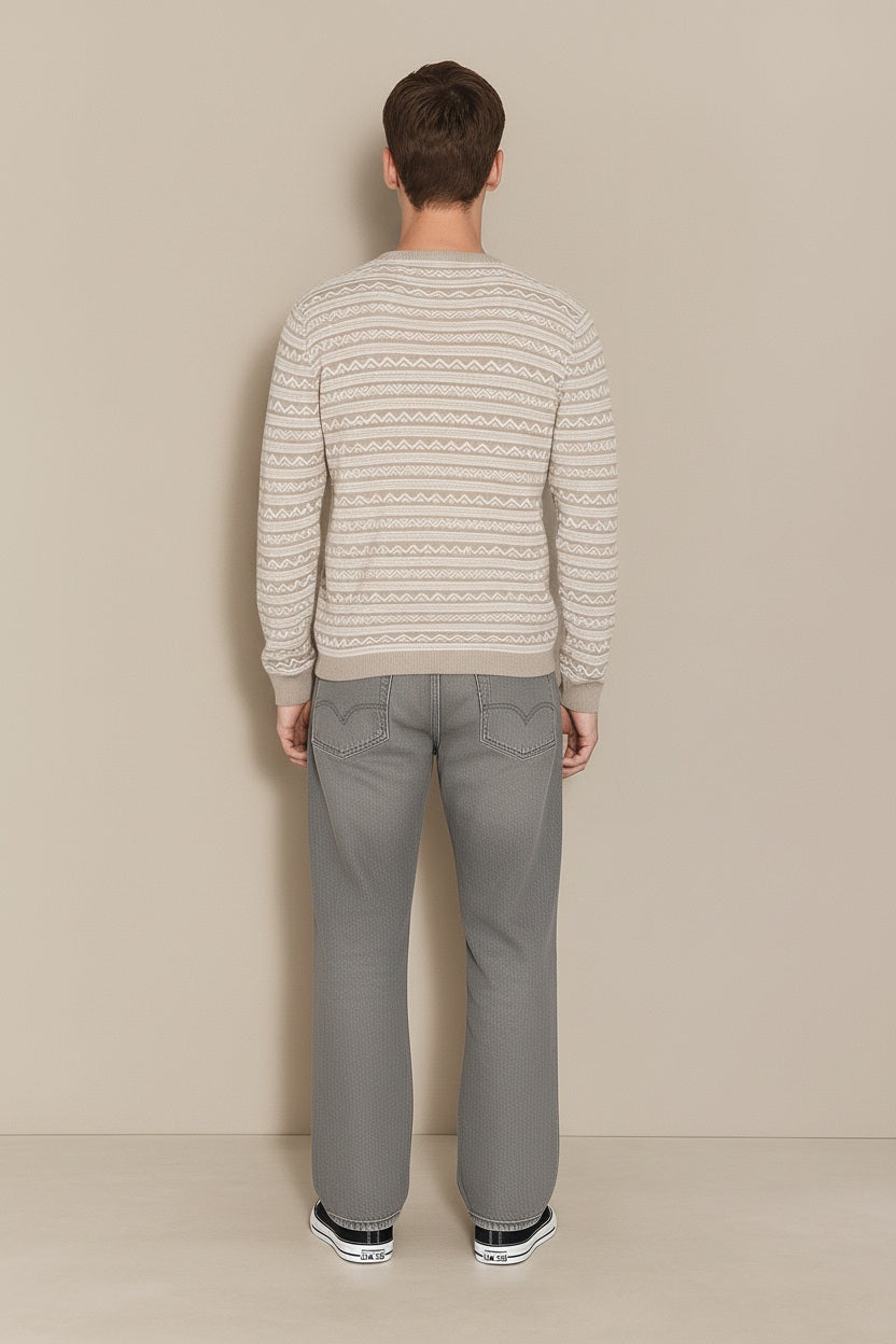 Men Striped Round Neck Sweater