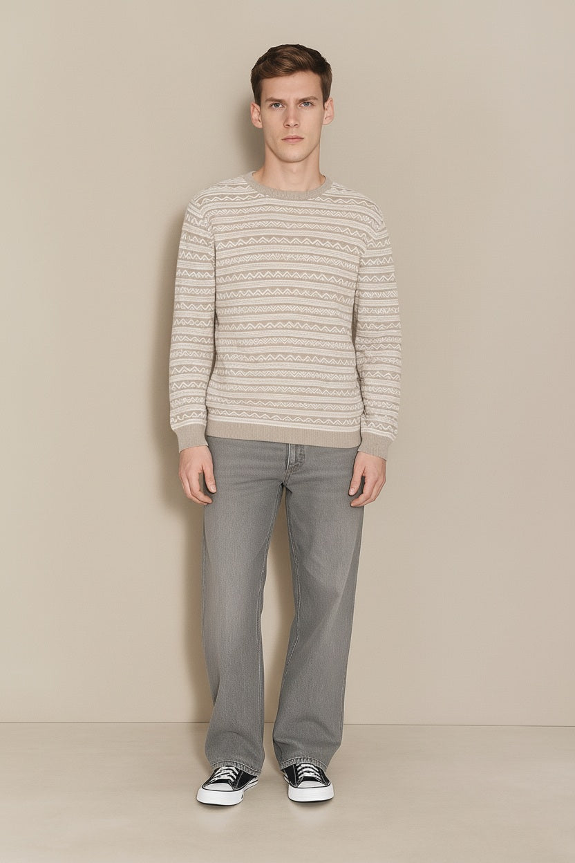 Men Striped Round Neck Sweater