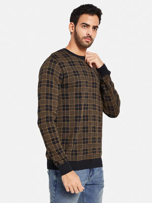 Checked Cotton Pullover Sweater