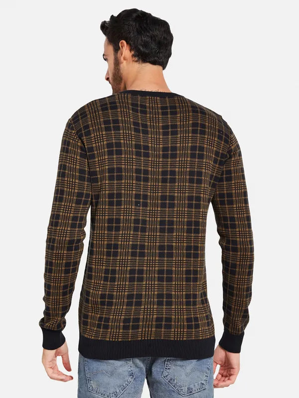 Checked Cotton Pullover Sweater