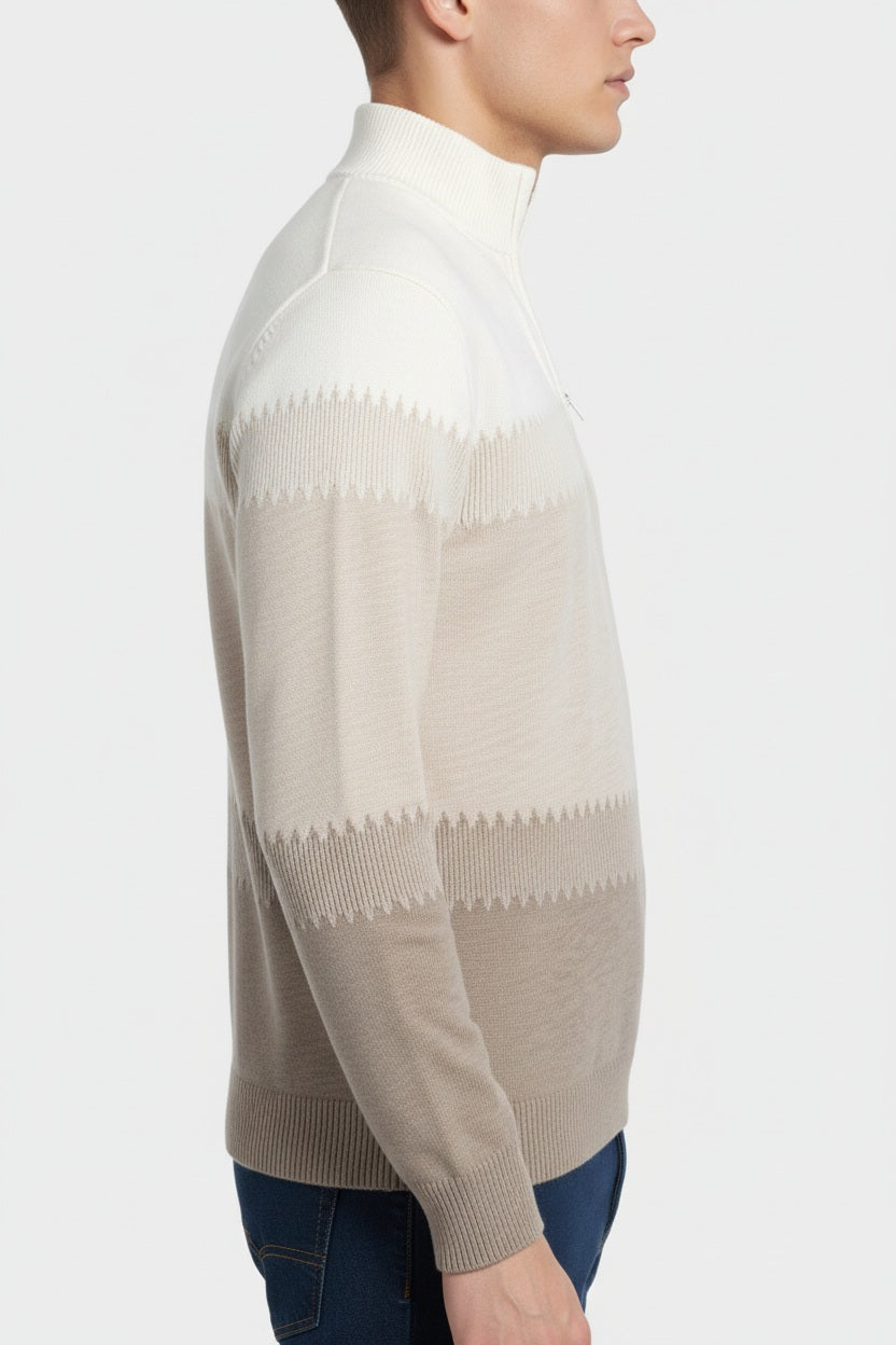 Men Colourblocked High Neck Sweater