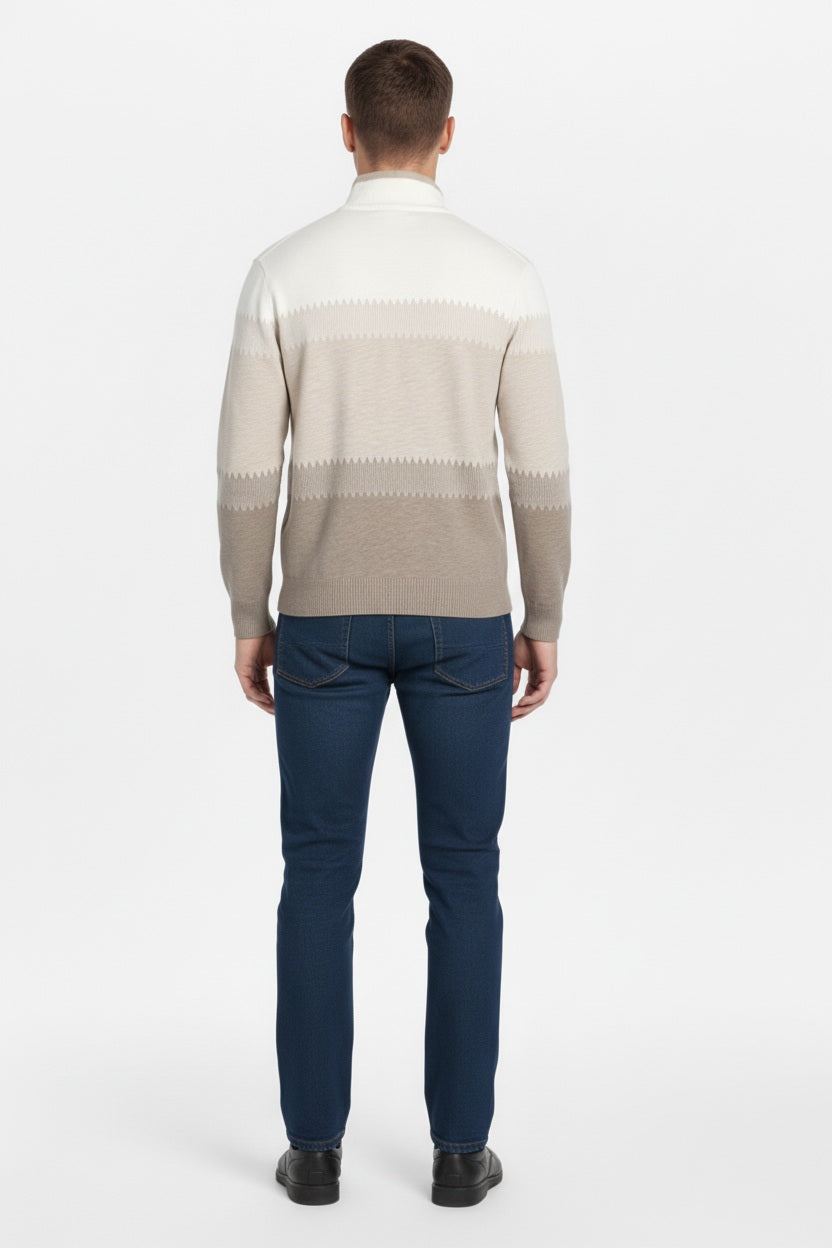 Men Colourblocked High Neck Sweater